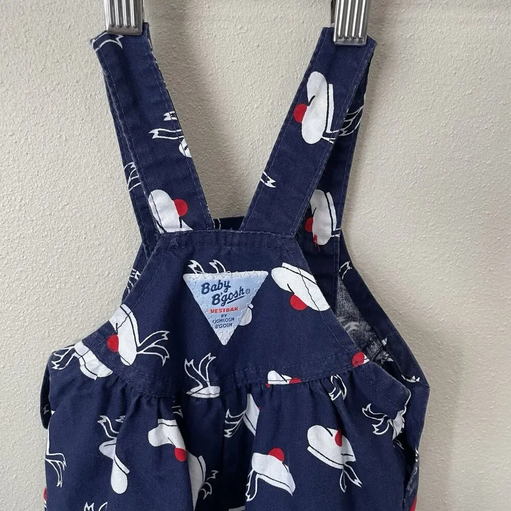 Vintage Oshkosh B'Gosh Beret Hat Baby Overalls Made USA Size 12 Months Vestbak